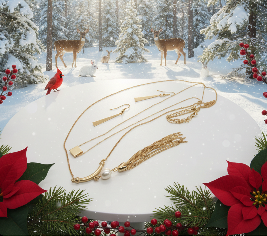 Metal Tassel Drop Necklace Set