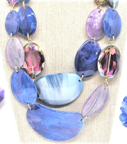 Stunning Blue Multi-Strand Necklace Set