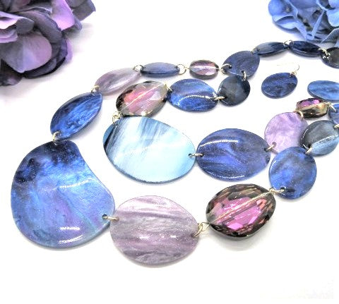 Stunning Blue Multi-Strand Necklace Set