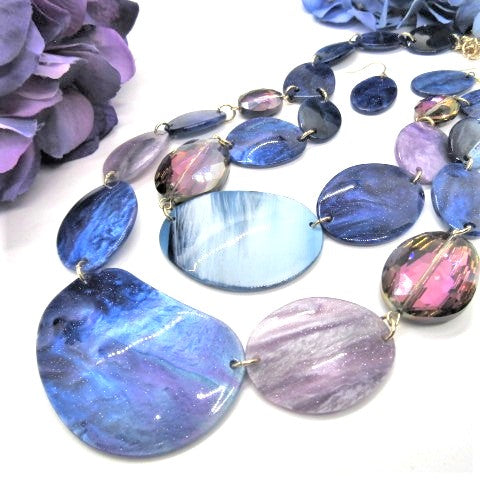 Stunning Blue Multi-Strand Necklace Set