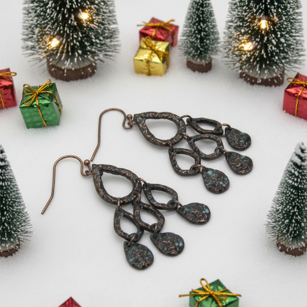 Lovely Patina and Rose Gold Earrings