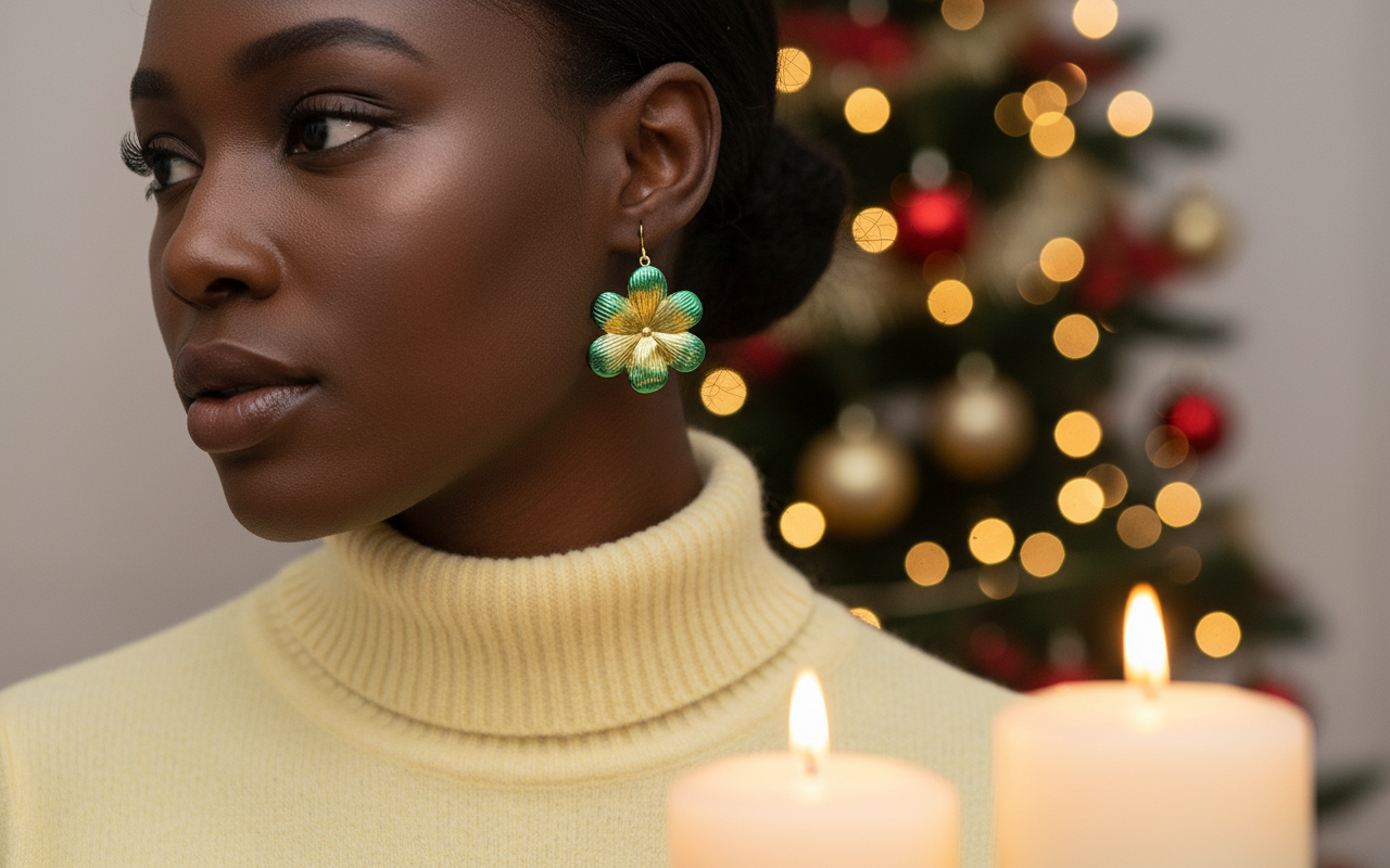 Fancy Green Flowers Earrings