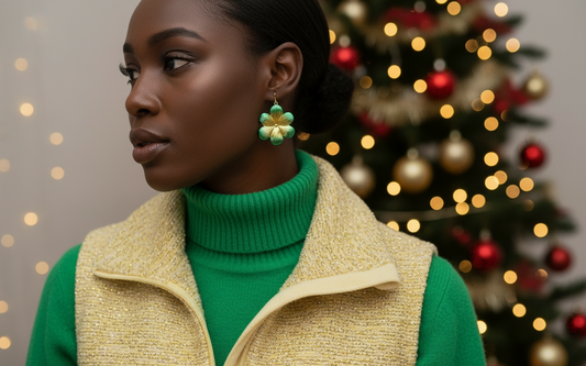 Fancy Green Flowers Earrings
