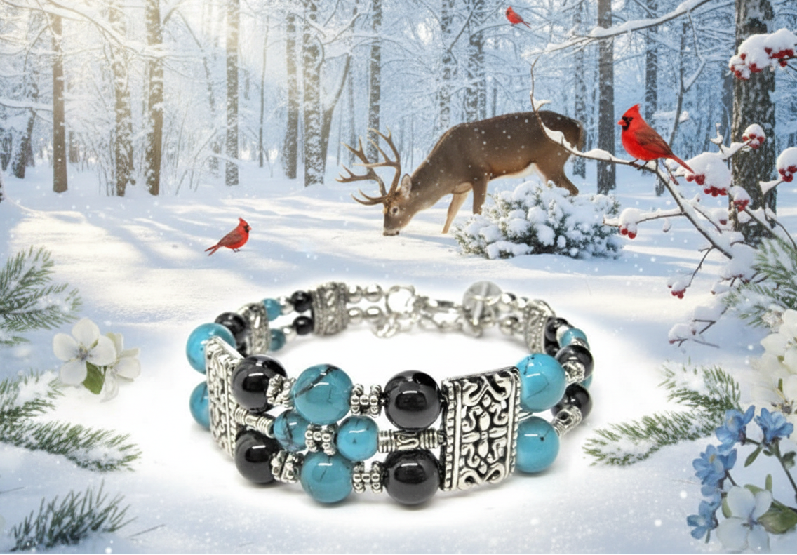 Gorgeous Black and Turquoise Bracelet