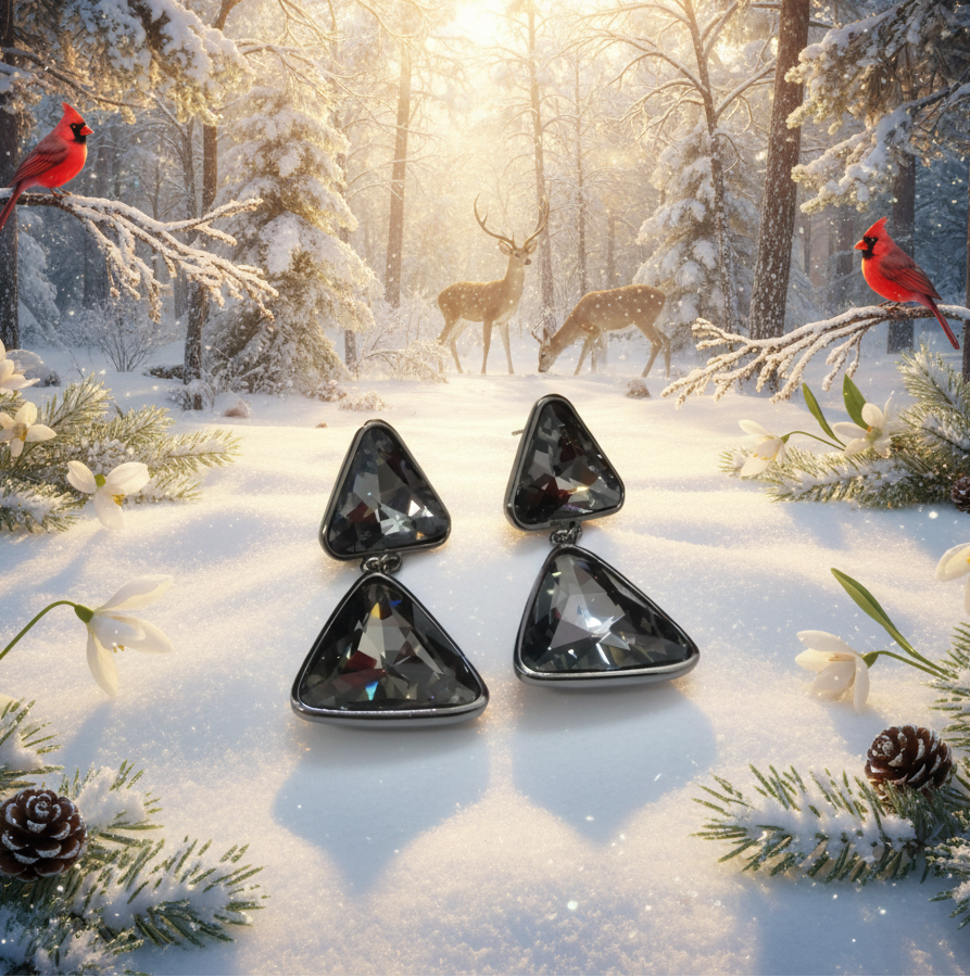 Gorgeous Triangles of Black Diamonds Earrings