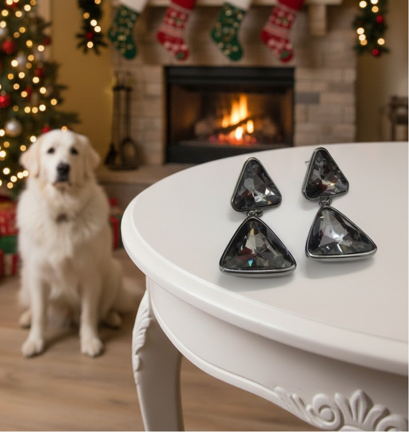 Gorgeous Triangles of Black Diamonds Earrings