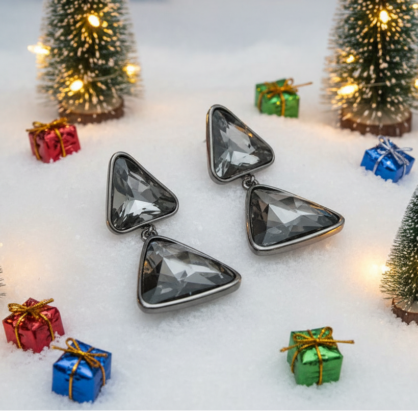 Gorgeous Triangles of Black Diamonds Earrings