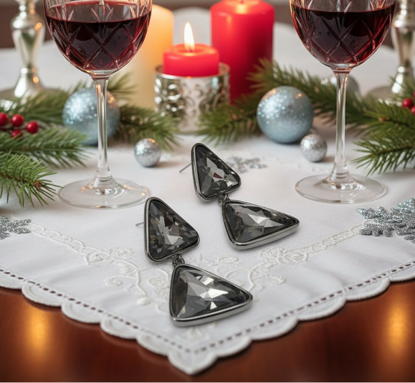 Gorgeous Triangles of Black Diamonds Earrings