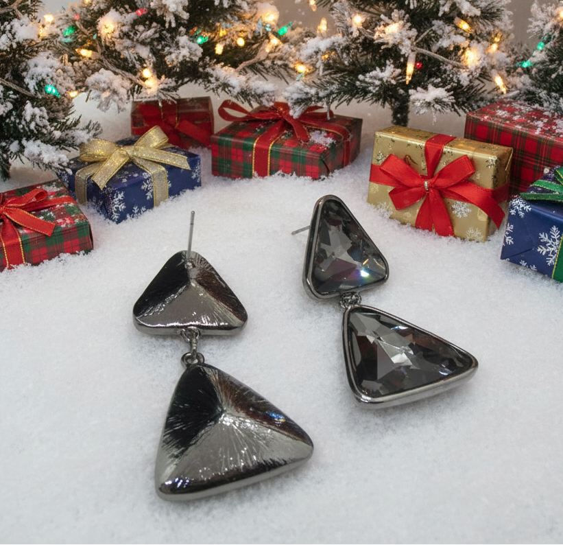 Gorgeous Triangles of Black Diamonds Earrings