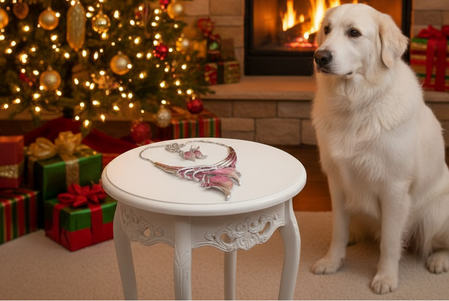 Rhinestones and Leaves Necklace Set