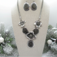 Breath Taking Black and Silver Flower Necklace Set