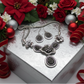 Breath Taking Black and Silver Flower Necklace Set