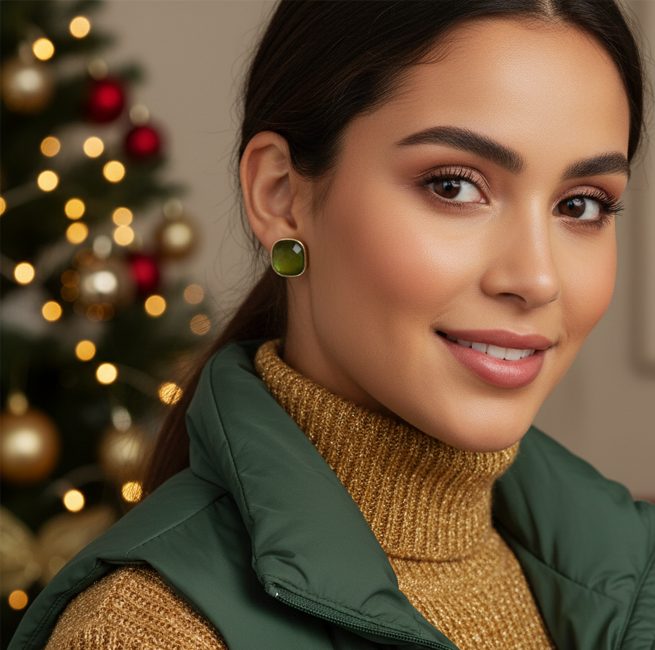 Gorgeous Green Stud Earrings