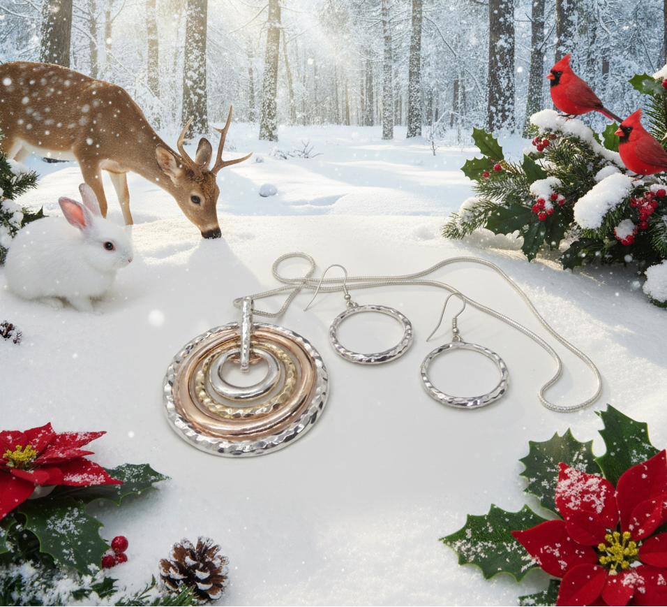 Fantastic Hammered Circles Necklace Set