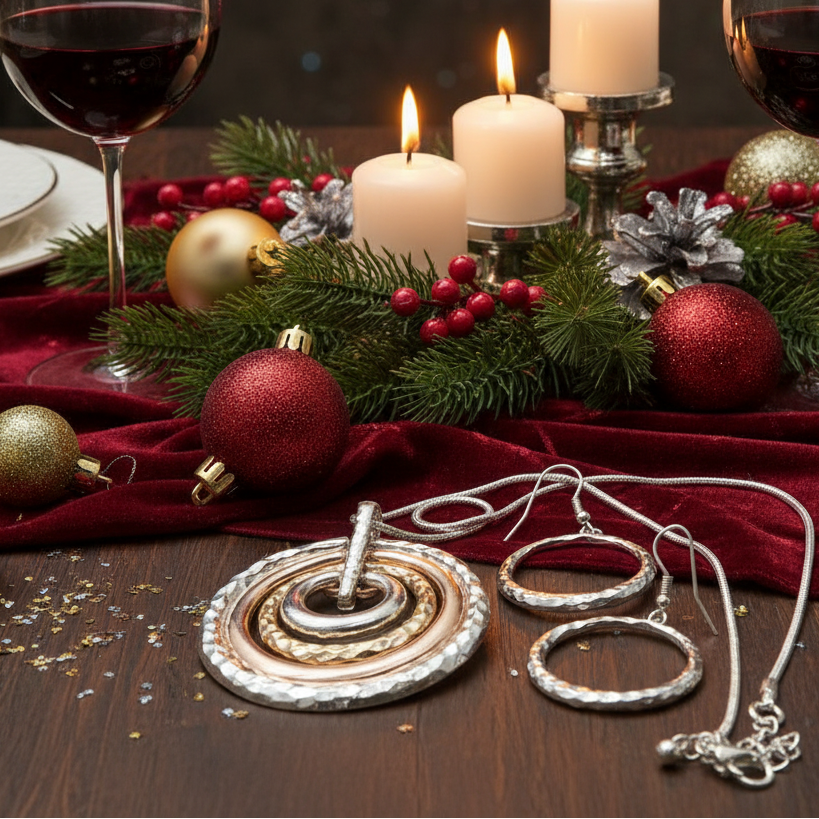 Fantastic Hammered Circles Necklace Set