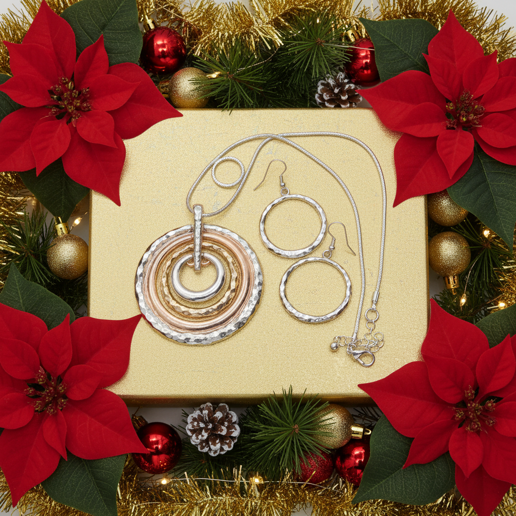 Fantastic Hammered Circles Necklace Set