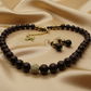 Beautiful One-of-a-Kind, Mocha Crystals and Pearl Necklace Set with CZ ball-handcrafted by Artistry Jewelry