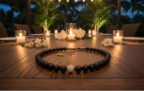 Beautiful One-of-a-Kind, Mocha Crystals and Pearl Necklace Set with CZ ball-handcrafted by Artistry Jewelry