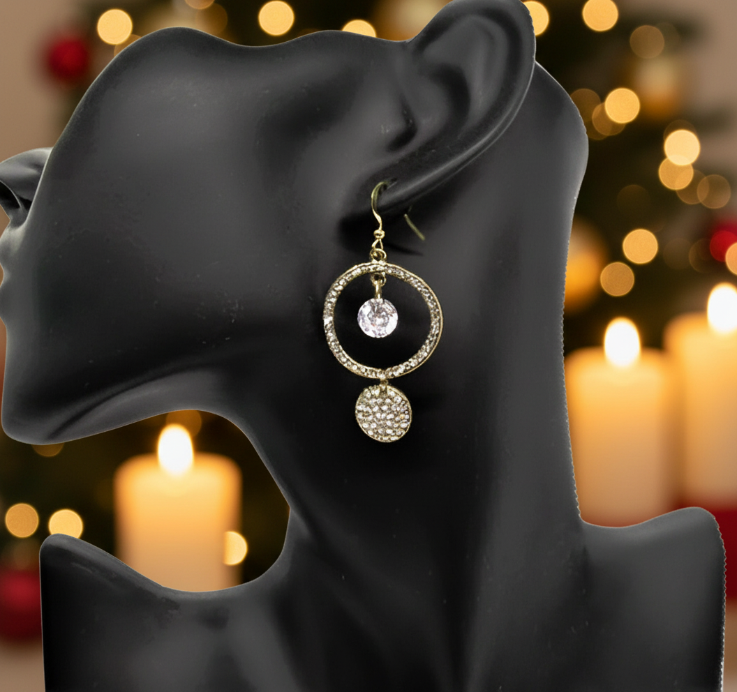 Dazzling Circular Rhinestone Earrings