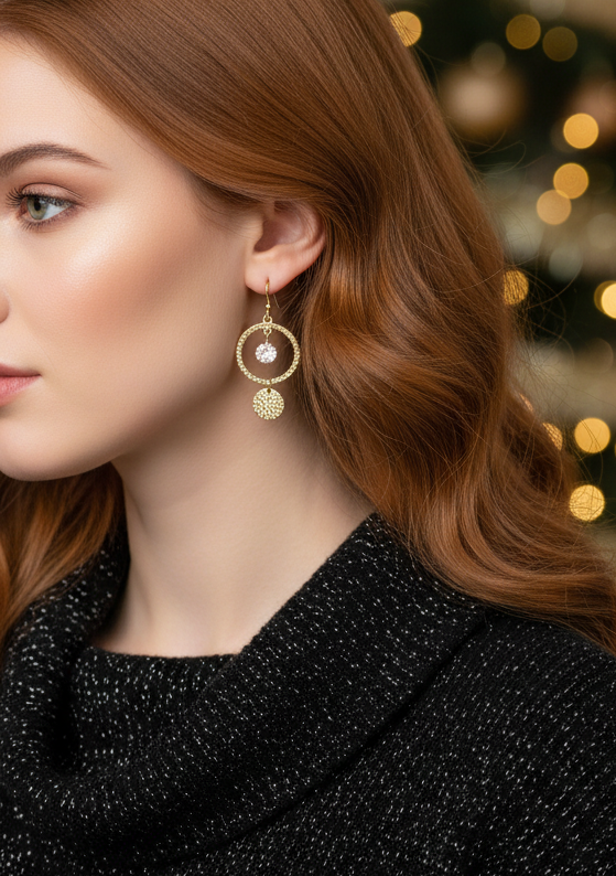 Dazzling Circular Rhinestone Earrings