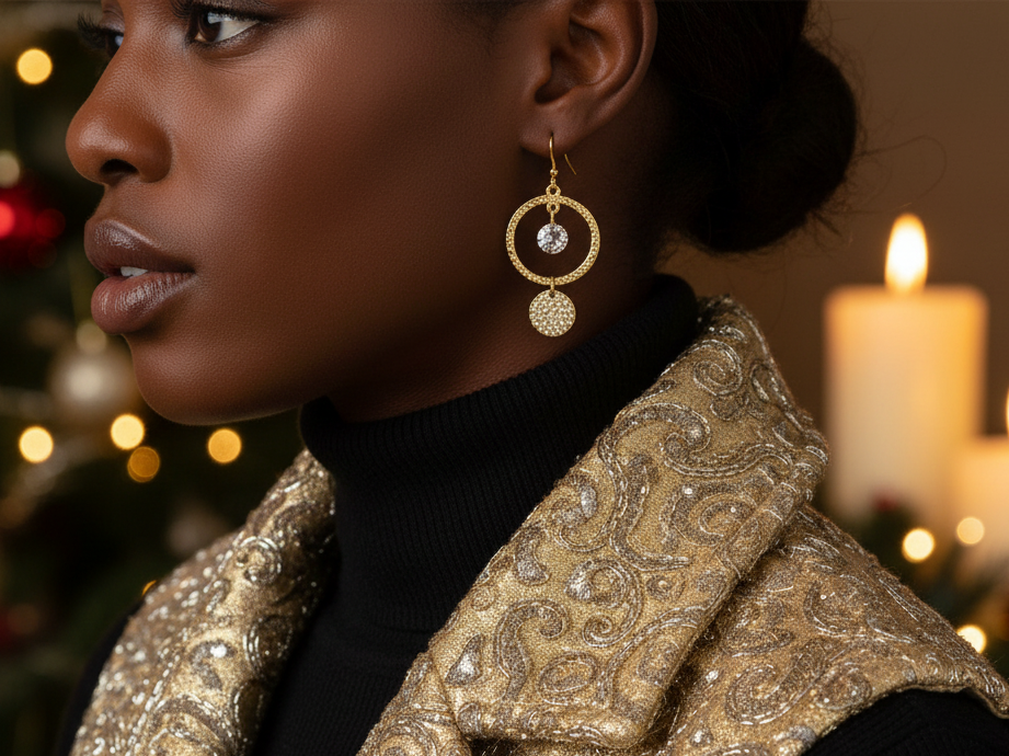 Dazzling Circular Rhinestone Earrings