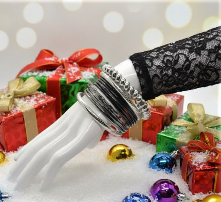 Stunning Silver and Black Bangle Bracelet