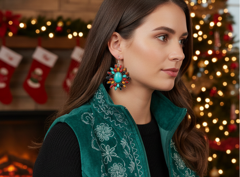 Perfect Sunburst Multi Colored Earrings