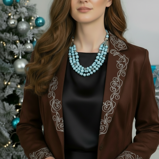 Gorgeous Turquoise and Silver Necklace Set