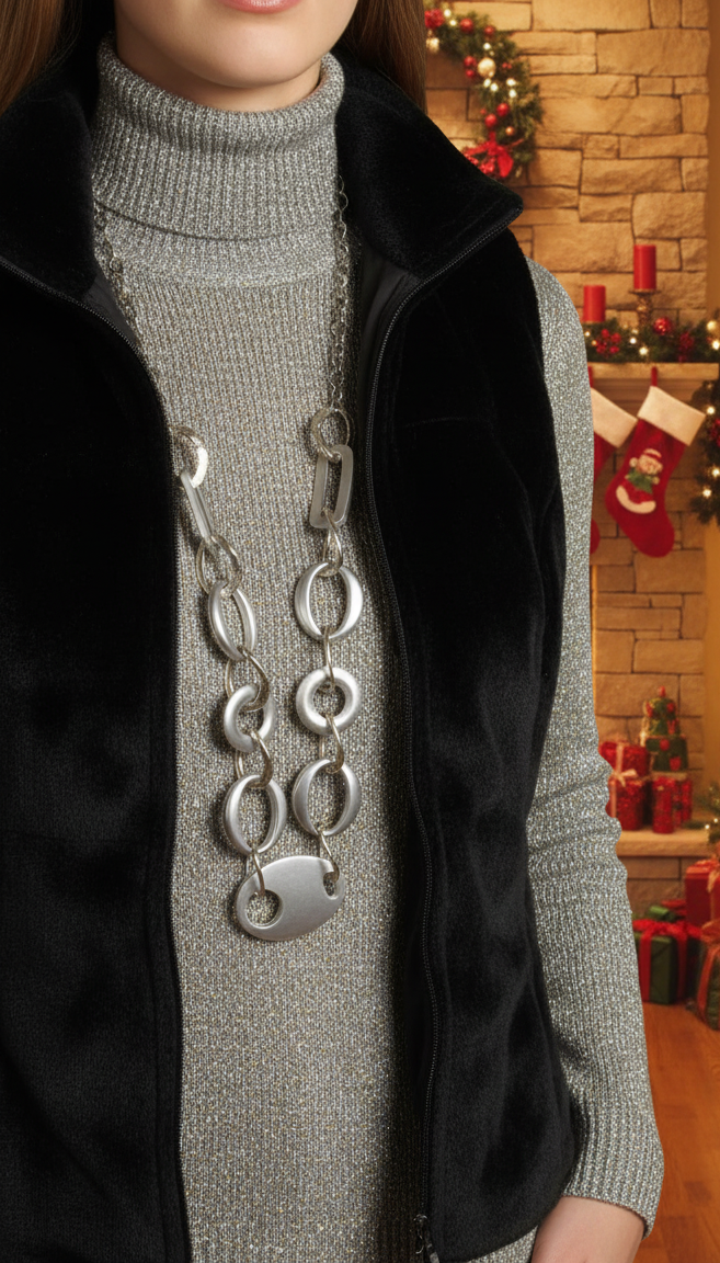 Gold and Silver Chain Look Necklace