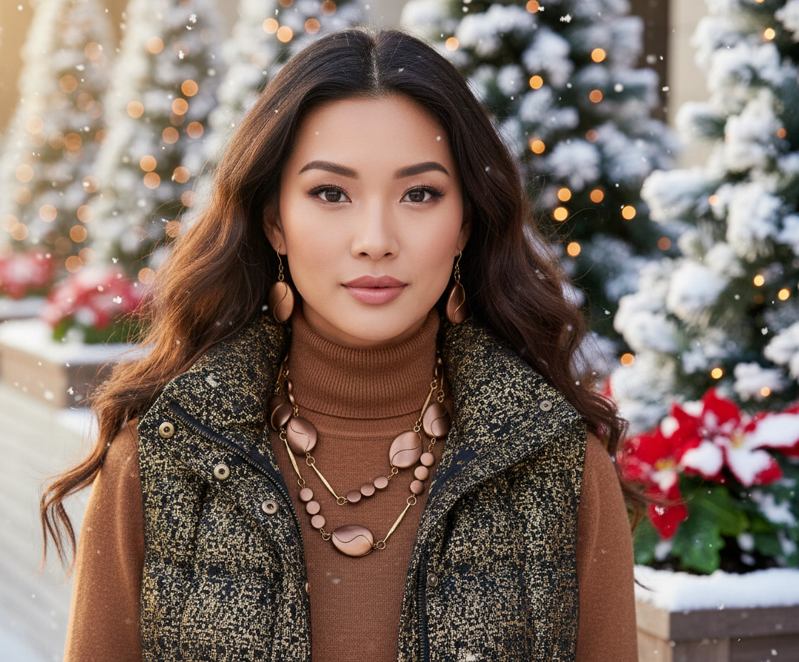 Lovely Bronze Long Necklace Set