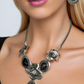 Breath Taking Black and Silver Flower Necklace Set