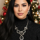 Breath Taking Black and Silver Flower Necklace Set