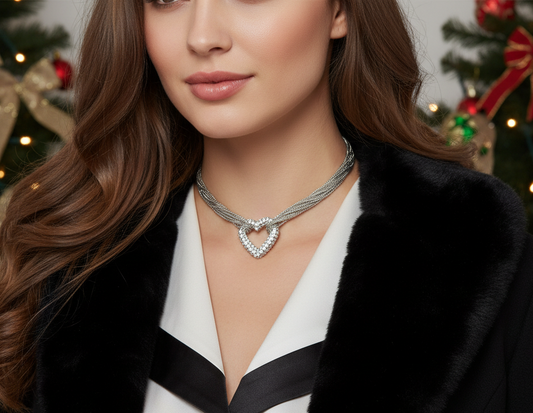 Multi Chain PAVE Heart Necklace