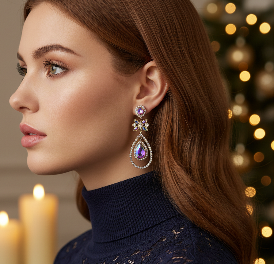 Stunning Tear Drop Stone Earrings