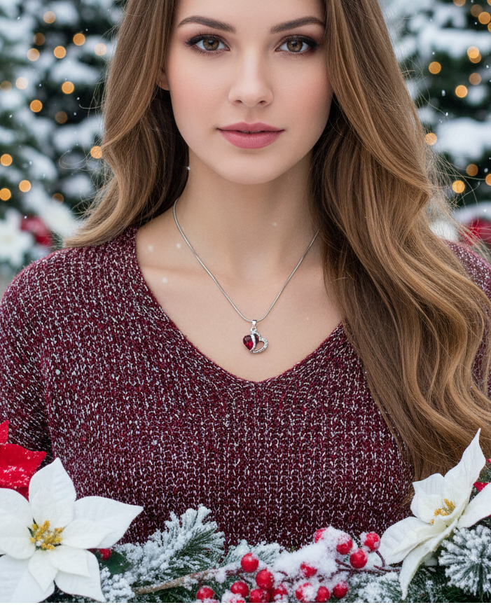 Stunning Red Crystal Heart Necklace