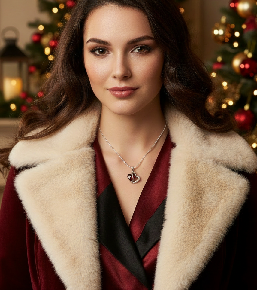 Stunning Red Crystal Heart Necklace