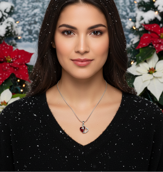 Stunning Red Crystal Heart Necklace