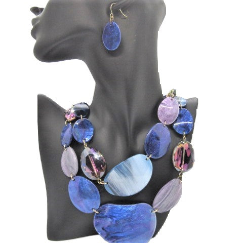 Stunning Blue Multi-Strand Necklace Set