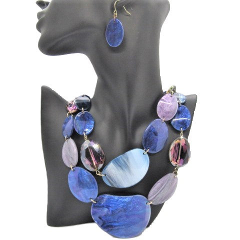 Stunning Blue Multi-Strand Necklace Set