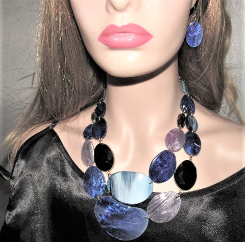 Stunning Blue Multi-Strand Necklace Set