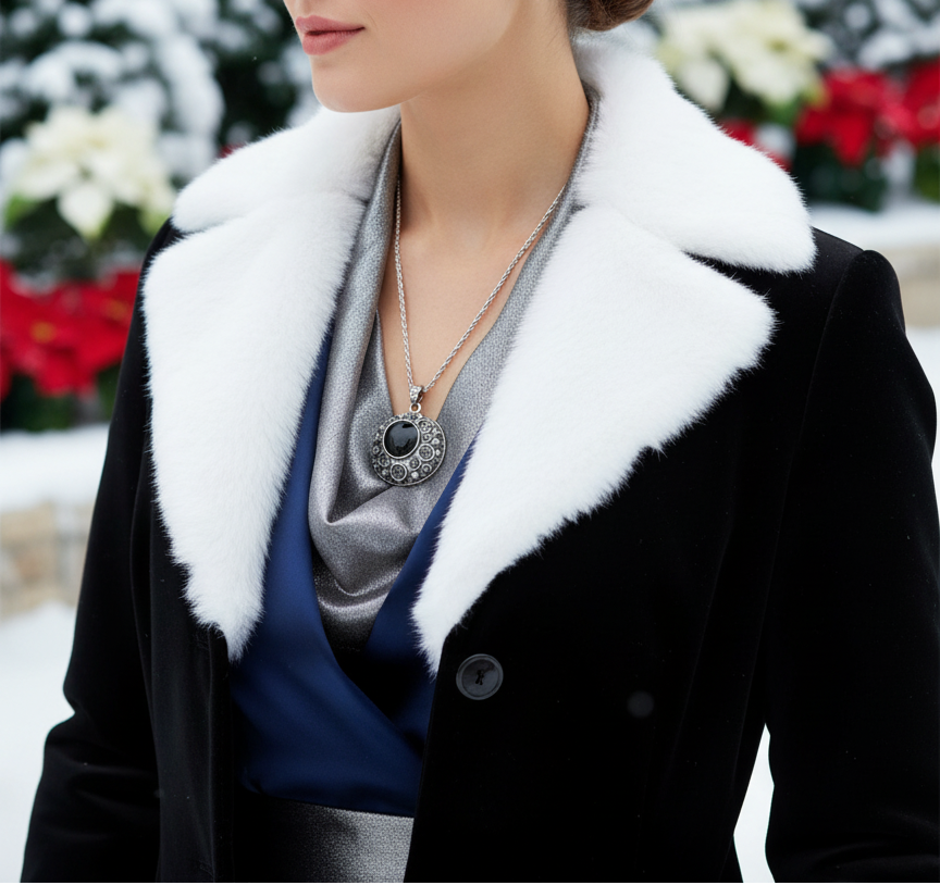 Elegant Black and Silver Necklace Set