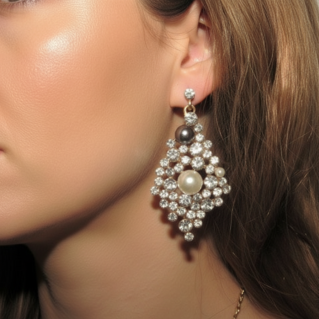 Gorgeous Pearls and Rhinestones Necklace Set