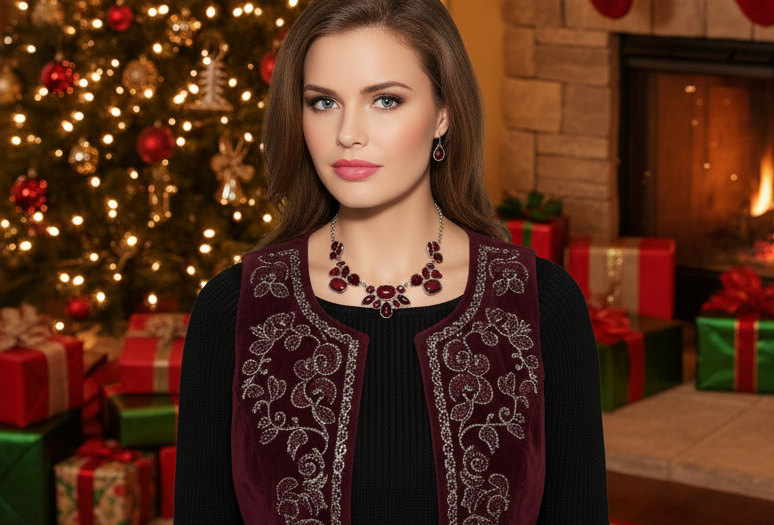 Lovely Red and Silver Necklace Set