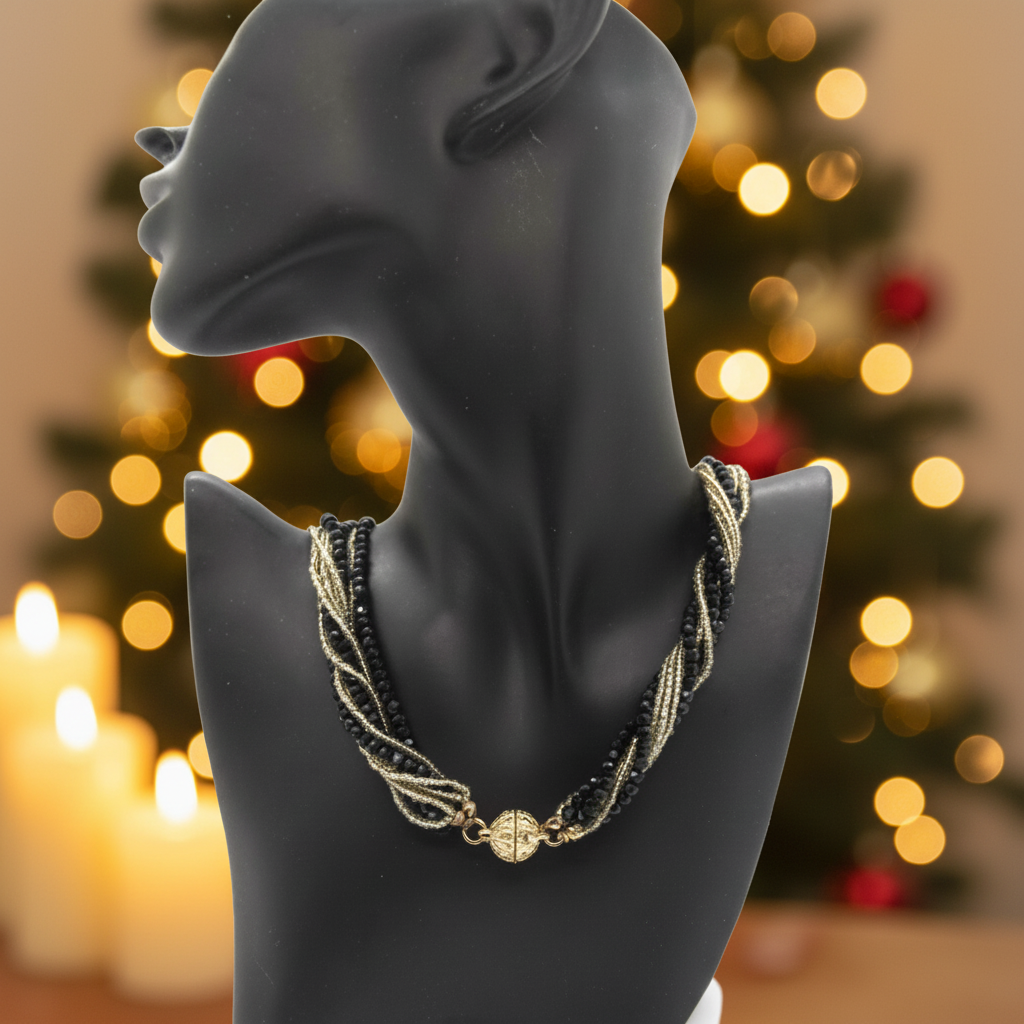 Beautiful Multi Strand Beaded Twist Necklace