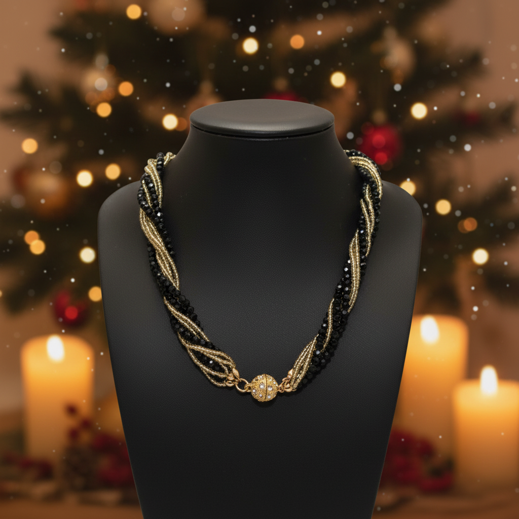 Beautiful Multi Strand Beaded Twist Necklace