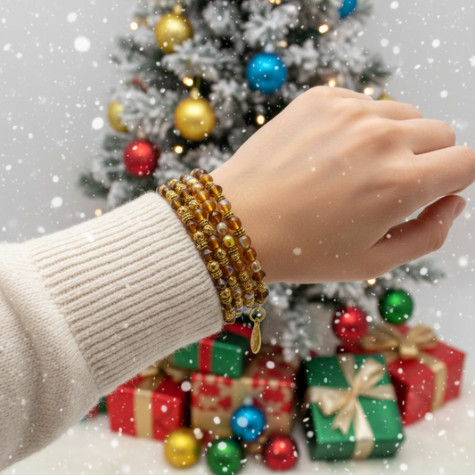 Lovely Browns, Blues, Oranges, and Gold Colors, Beaded Bracelet, One-of-a-Kind - crafted by Artistry Jewelry