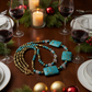 Lovely Blue Mosaic Turquoise, and Austrian Crystal, Two-strand, Forever Beaded Necklace-crafted by Artistry Jewelry