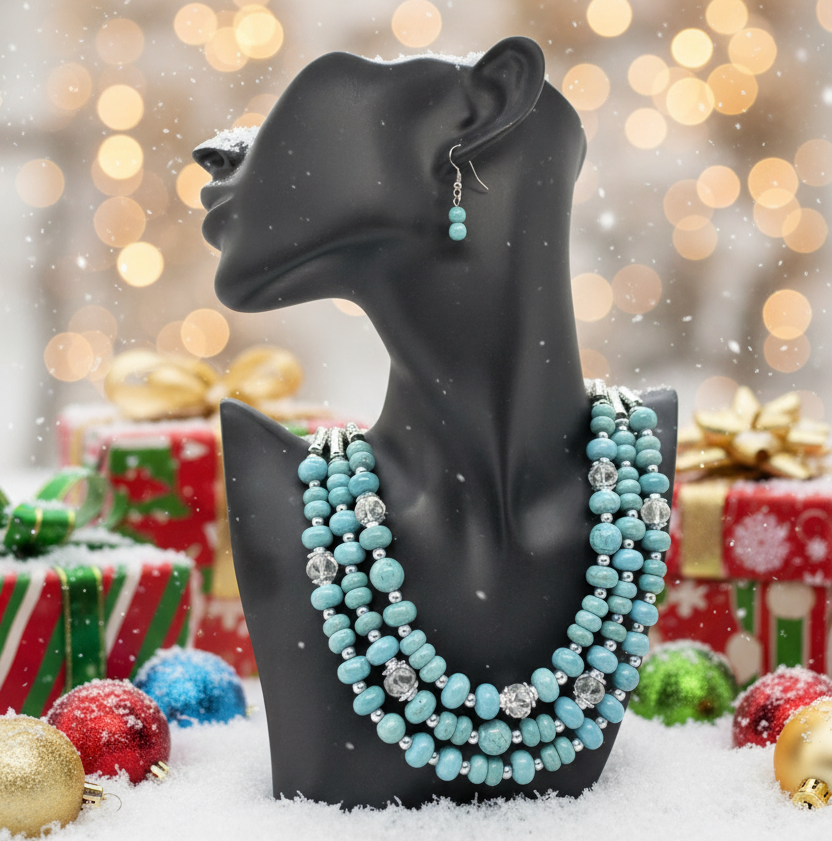 Gorgeous Turquoise and Silver Necklace Set