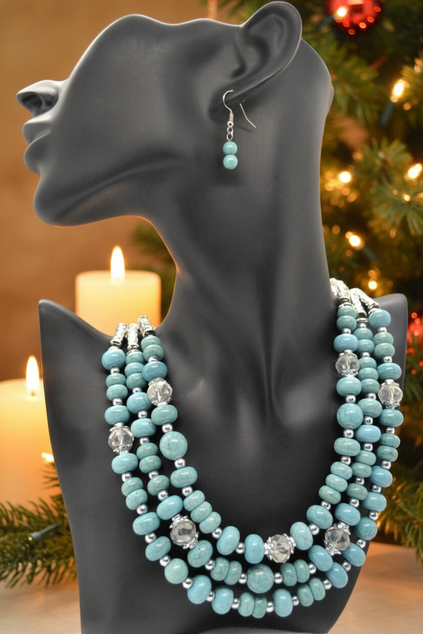 Gorgeous Turquoise and Silver Necklace Set