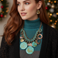 Exciting Green Patina Dangle Necklace Set